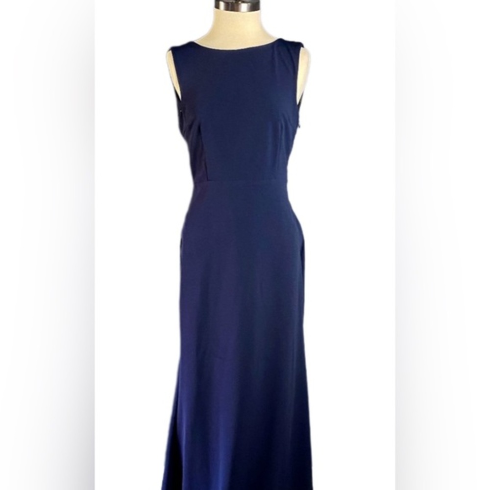 6  Prom Dark Navy Formal Drape Back Dress simple elegant